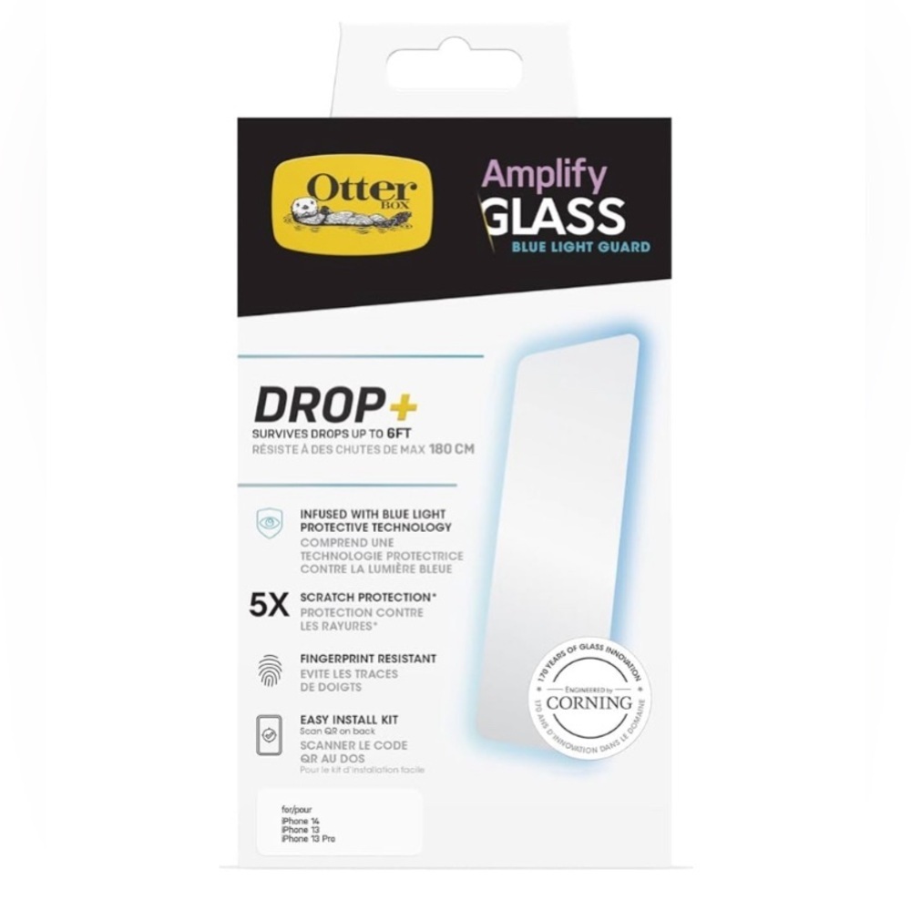 NEW-OtterBox AMPLIFYGLASS Screen Protector -iPhone 14, iPhone 13 & iPhone 13 Pro